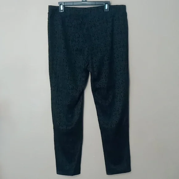 Vintage Jaclyn Smith Black Pull on Pants w Animal Print Textured Spots XL NWT - Picture 2 of 6